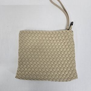 Chic Beige Woven Wristlet